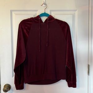 Maroon velvet hoodie